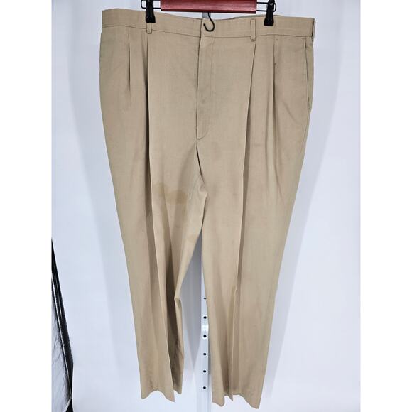 Haggar Men's Tan Straight Leg Casual Chino Dress Pants Sz 42x34 - Picture 1 of 5